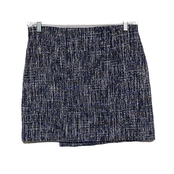 Loft Tweed Crest Button Wrap Skirt 8 Dark Academia Career Preppy Quiet Luxury - Picture 2 of 8